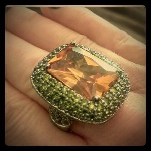 Seta signed cocktail ring with citrine 15ct+ gem